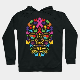 Autism Awareness Sugar Skull Halloween Autism Gift Hoodie